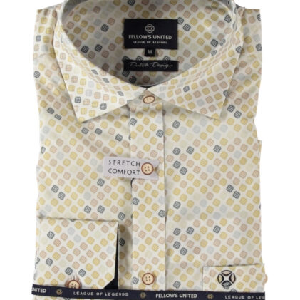 Shirt korte  mouw grid stretch Oker 51.6645-153