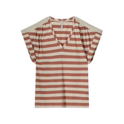 Top SUMMUM v-neck stripe sephia blush