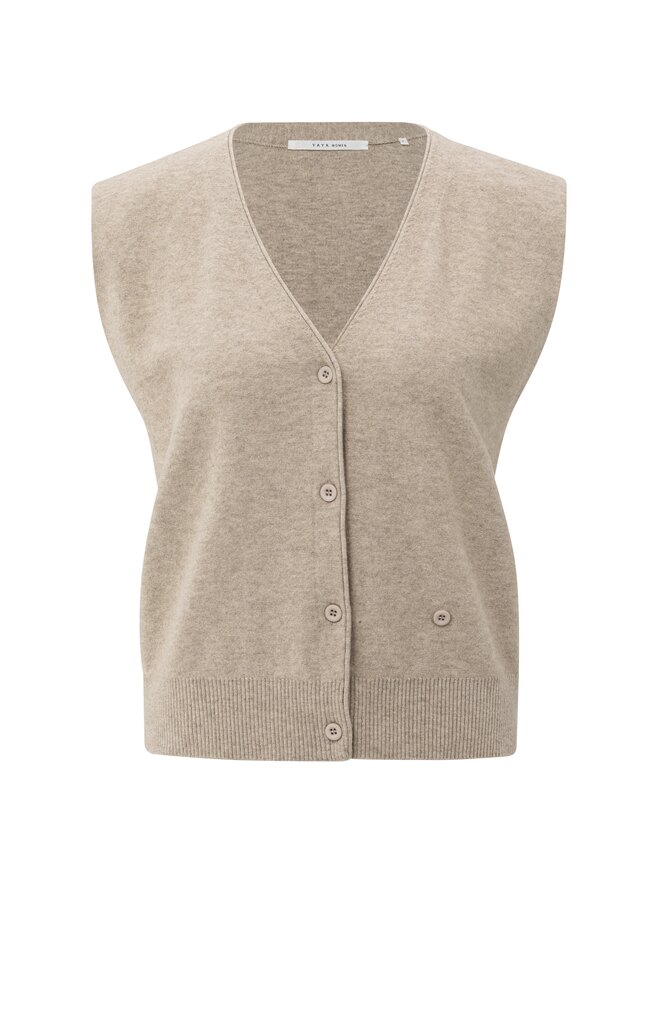 MEDIUM-01-010120-508_99007 Gilet V-hals SAND MELANGE 1-010120-508-99007