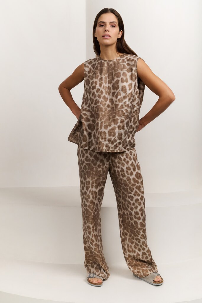 Leopard trousers MILK BROWN 1-301207-507-999511