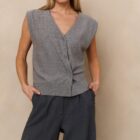 Gilet V-hals MEDIUM GREY 1-010120-508-99022