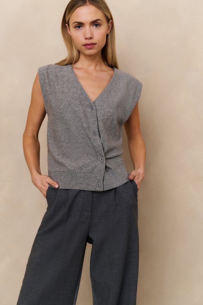 Gilet V-hals MEDIUM GREY 1-010120-508-99022