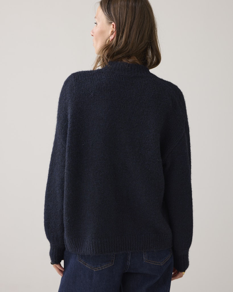 Puff sleeve cardigan melange knit 7s5844-7997-495